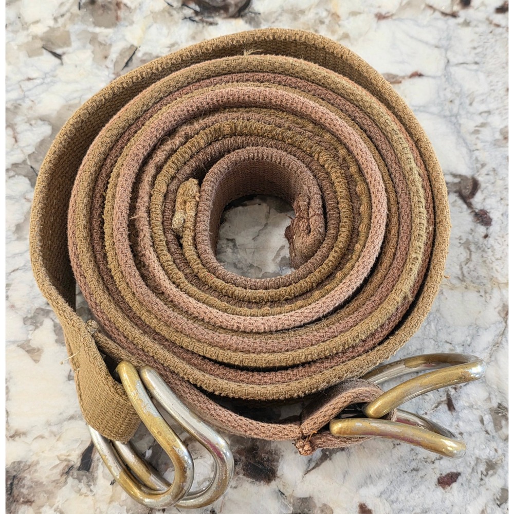 VTG Y2K Military Utility Polo Ralph Lauren D-Ring Canvas Belt Set 2 Distressed